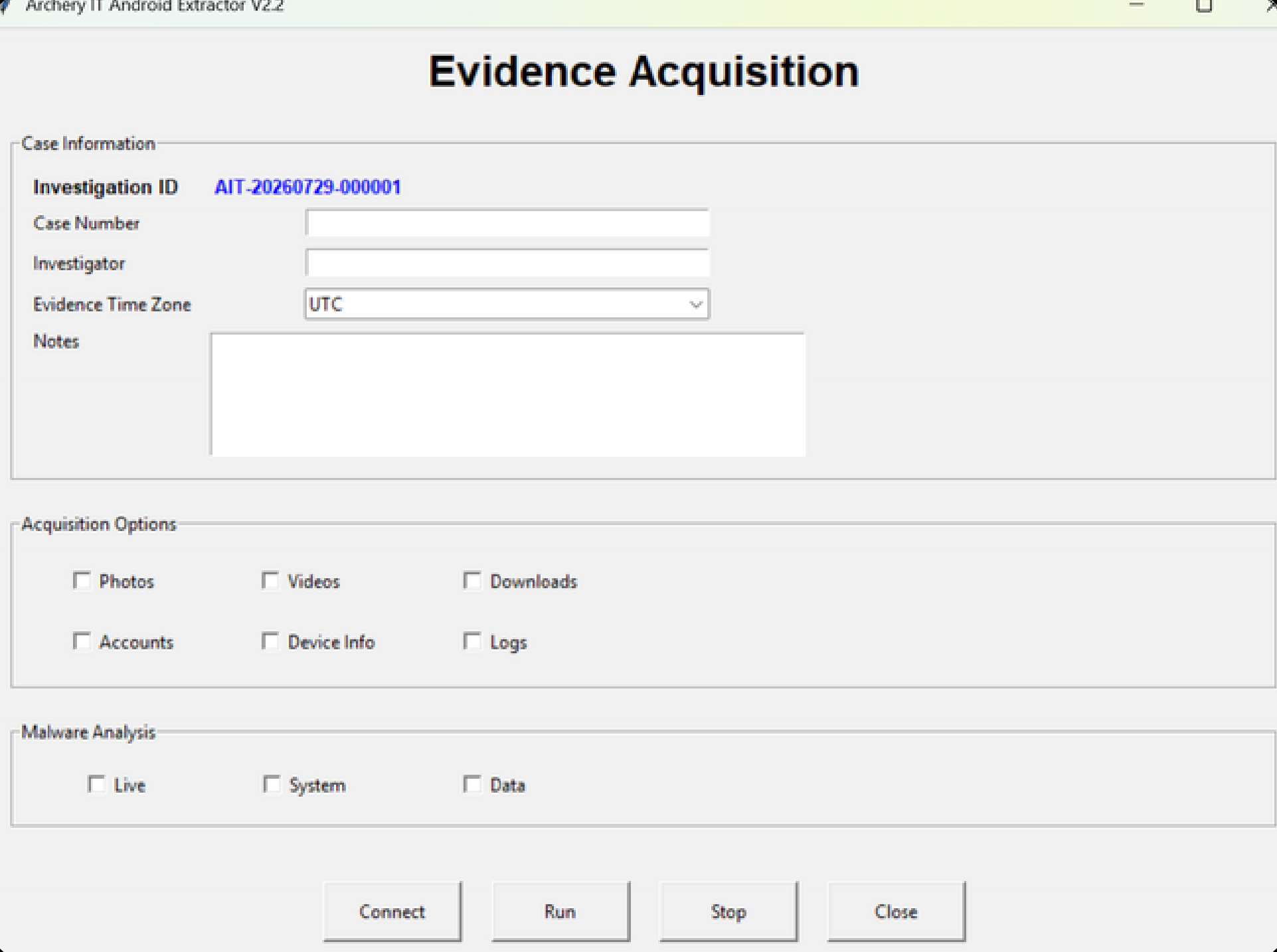 Archery IT Android Extractor v2.2 — evidence acquisition