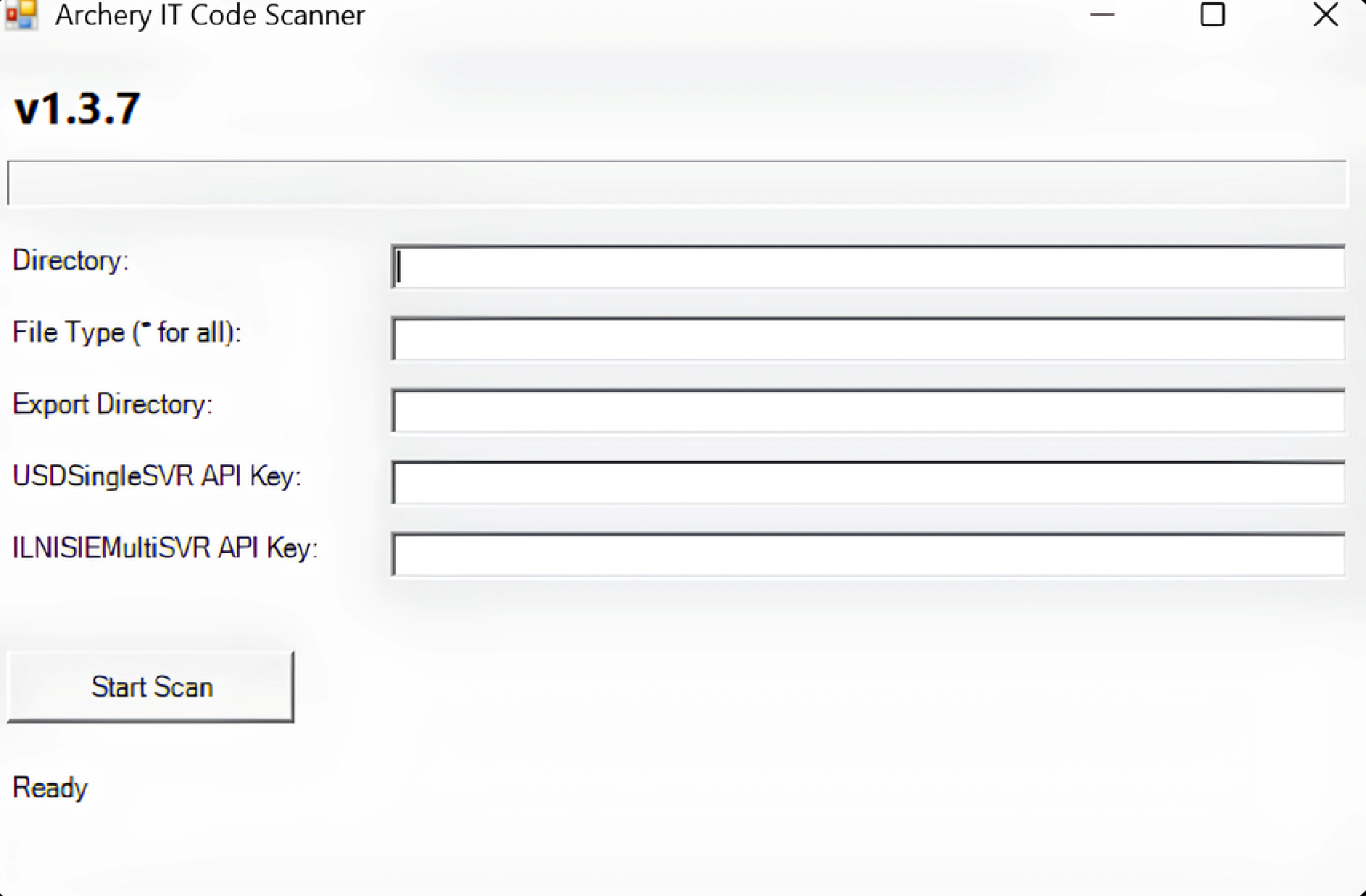 Archery IT Code Scanner v1.3.7 — scan configuration